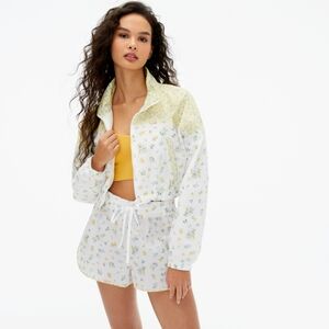 Aeropostale Floral Cropped Windbreaker Jacket, Women's Size L, NEW
